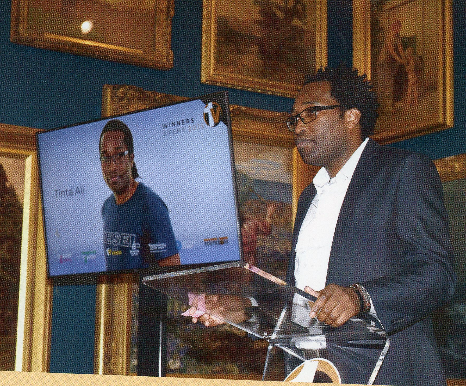 Tinta Ali receiving the 2021 Man of the Year at the One Voice Awards